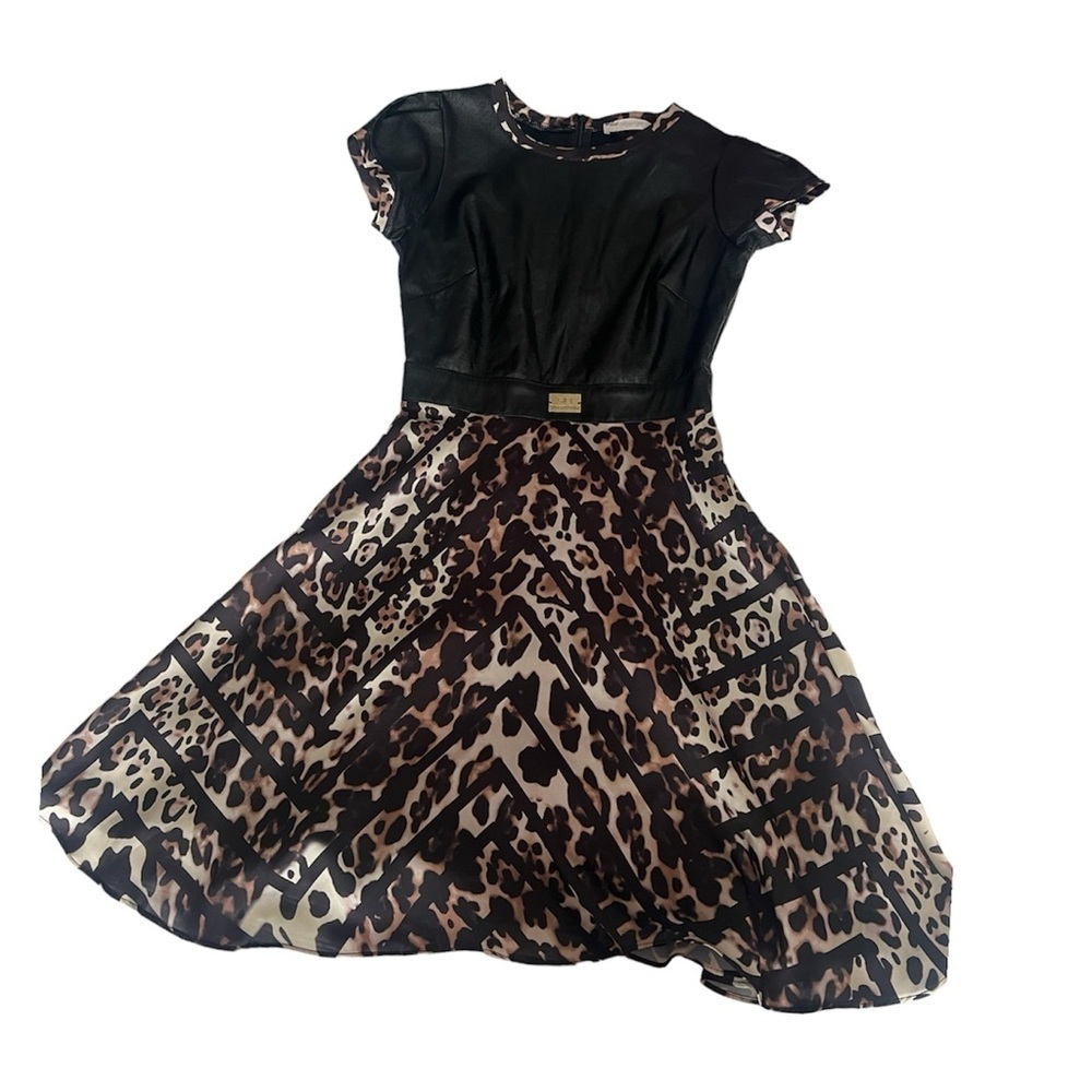 Pleather Leopard Print Party Dress